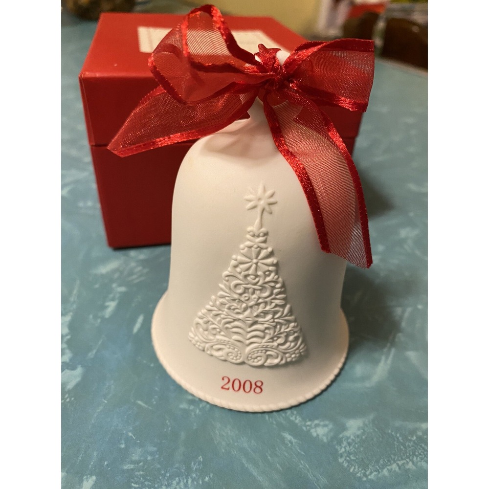 Hallmark 2008 Porcelain Dated Bell ~ Christmas Tree w/Red Ribbon